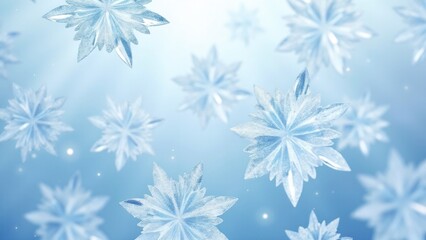 A seamless macro pattern of ice crystals with intricate geometric designs. Frosty blue gradients and sparkling details evoke winter's delicate beauty, ideal for elegant seasonal branding.