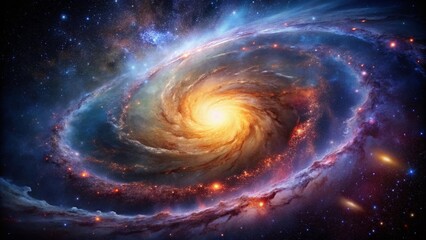 Vintage Cosmic Galaxy: Celestial Nebula in Deep Space, Retro Style