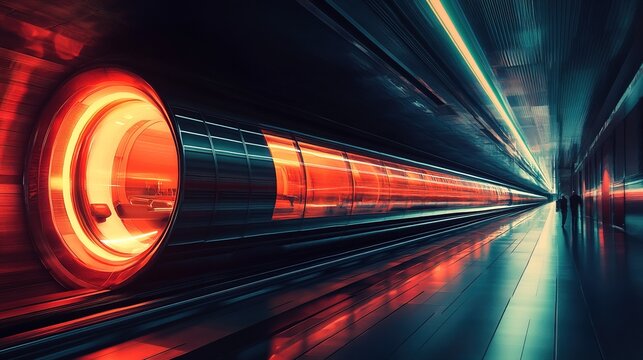 High-tech urban transportation with hyperloop tubes and futuristic train stations, sci-fi design  