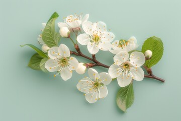 Fototapeta premium Blooming Cherry Blossoms Display Soft Pink Petals Against a Pastel Background in Early Spring. Generative AI