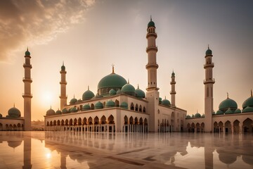 Fototapeta premium Ramadan Kareem Eid Mubarak Mosque Background.