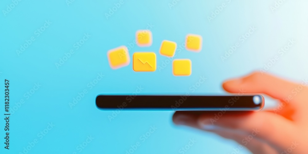 Poster mobile technology concept with data visualization icons