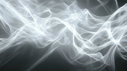 Dynamic fluid white streaks over dark gray background abstract art high detail modern aesthetic