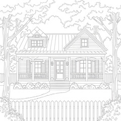 sketch of a house in the city