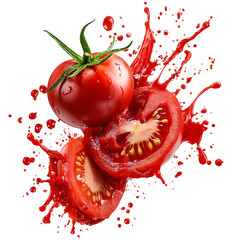 Juicy Red Tomatoes Splashing