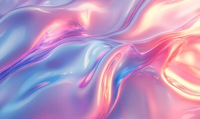 Obraz premium An abstract design with fluid, holographic stripes blending seamlessly into a radiant gradient