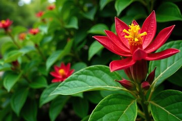 Foliage and flowers of Stauracanthus boivinii in a garden, flower, foliage, botany