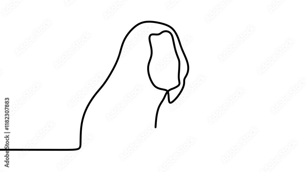 Poster continuous drawing line art of make up with black line and white background. one line animation