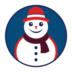 A cheerful snowman mascot logo with a carrot nose, bright scarf, and cozy hat, radiating warmth and joy. Perfect for festive branding or winter-themed businesses!
