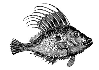 Fish Vintage line Drawing