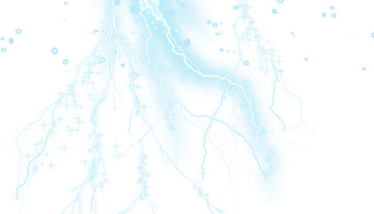 Electric Lightning Bolt Display With Blue Sparks isolated on a Transparent Background