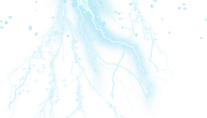 Electric Lightning Bolt Display With Blue Sparks isolated on a Transparent Background