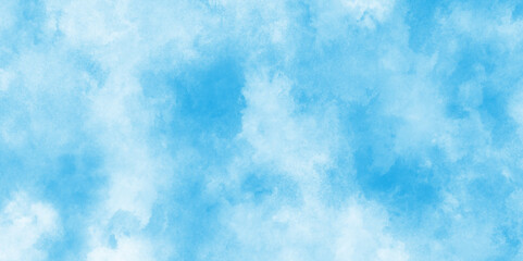 Sky blue watercolor abstract background,pastel sky blue color with blank white center,Digital paint for template or any design,navy blue watercolor and paper texture. wash aqua