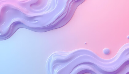 Pastel Purple Liquid Waves with Droplets Against Pink Gradient Background