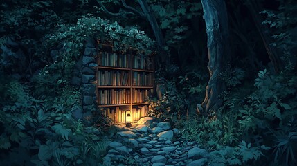 Enchanted Forest Library Hidden Deep Within Nature