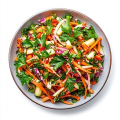 Vibrant Jicama Slaw featuring fresh vegetables, herbs, and colorful ingredients in a stylish bowl, perfect for healthy eating.