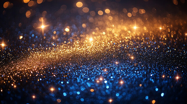 Glittering Golden and Blue Bokeh Lights for Holiday and Festive Backgrounds elegance, glamour, and creativity