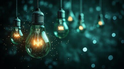 Glowing Light Bulb Concept. Generative AI