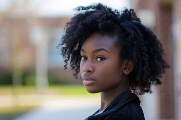 Fototapeta premium Portrait of a high school African American female student