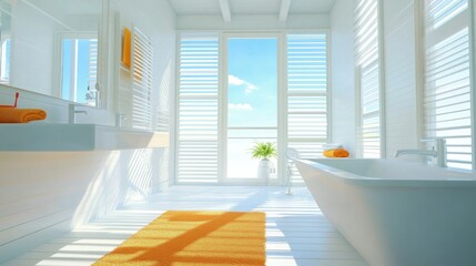 Bright and Airy Modern Bathroom Design with Ocean View