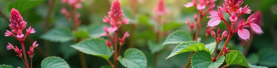 Delicate pink stems and leaves of False Amaranth, pink, stems