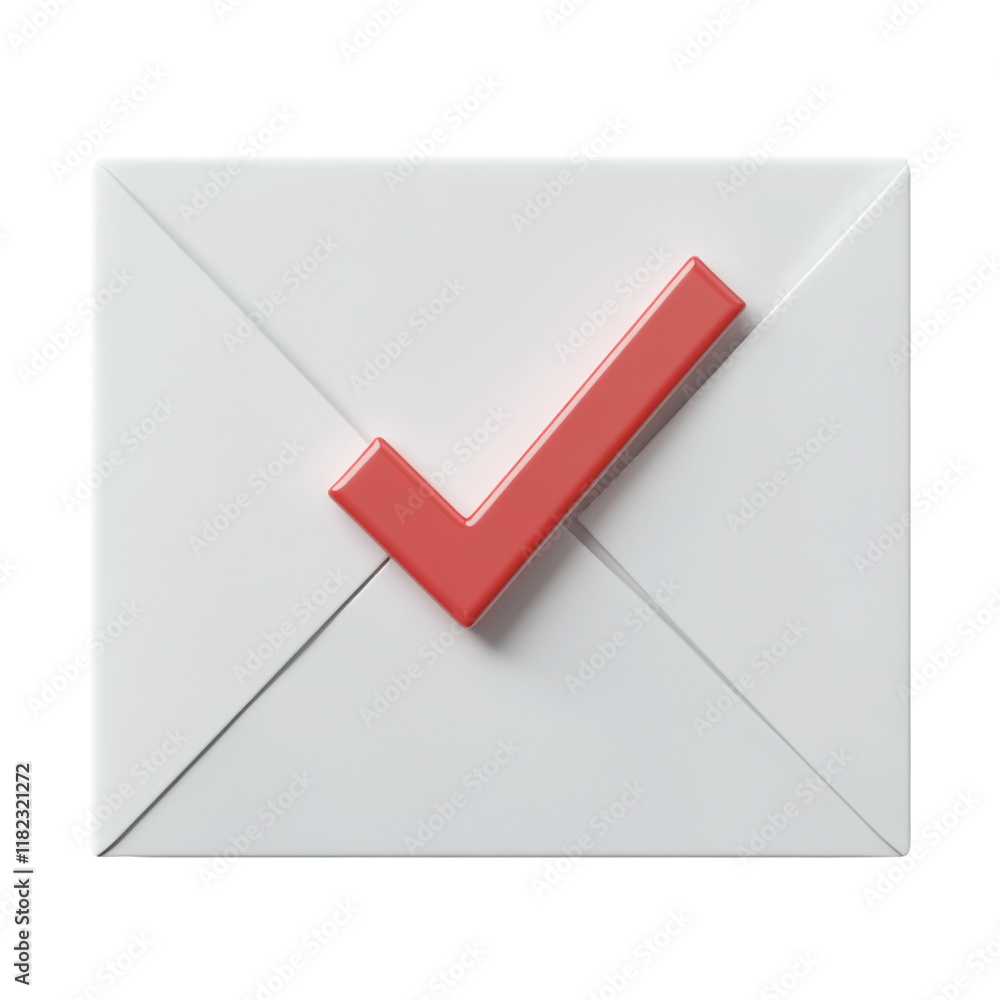 Aufkleber 3d render of a white envelope with a red checkmark