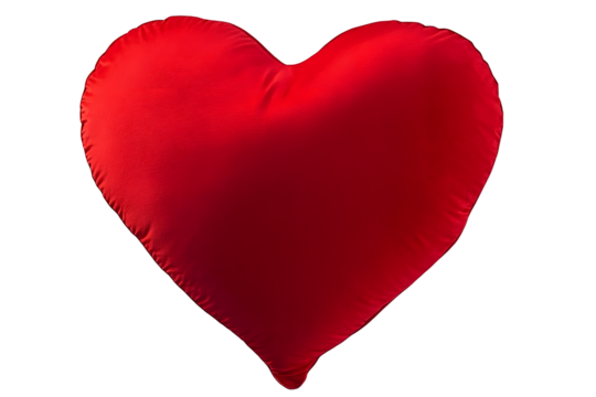 Red heart shaped pillow isolated on transparent background - Powered by Adobe