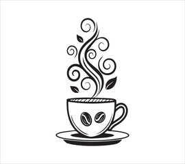  Black and white Line art  coffee  icon