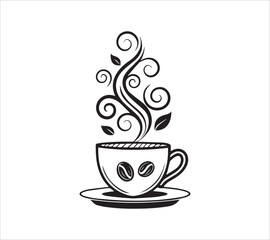  Black and white Line art  coffee  icon