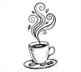  Black and white Line art  coffee  icon