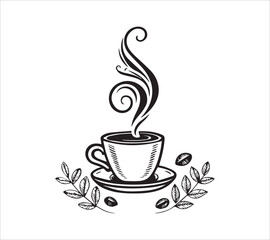  Black and white Line art  coffee  icon