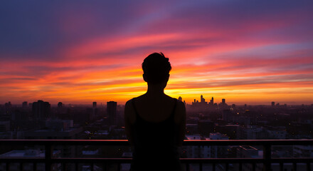Fototapeta premium 都市の夕景と静かなシルエット
