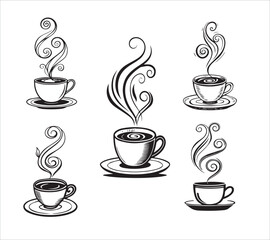  Black and white Line art  coffee  icon