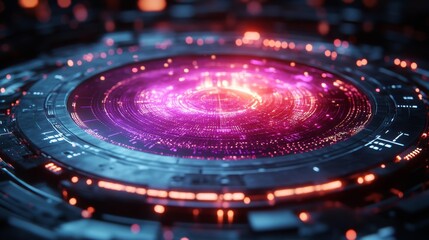 Futuristic Digital Data Interface with Holographic Elements. Generative AI