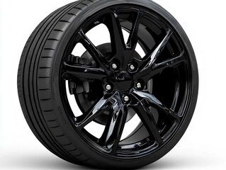 Obraz premium A black wheel on a white background