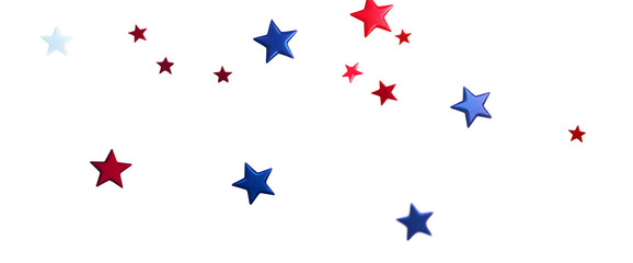 Fototapeta premium Red Blue White Stars Confetti Overlay