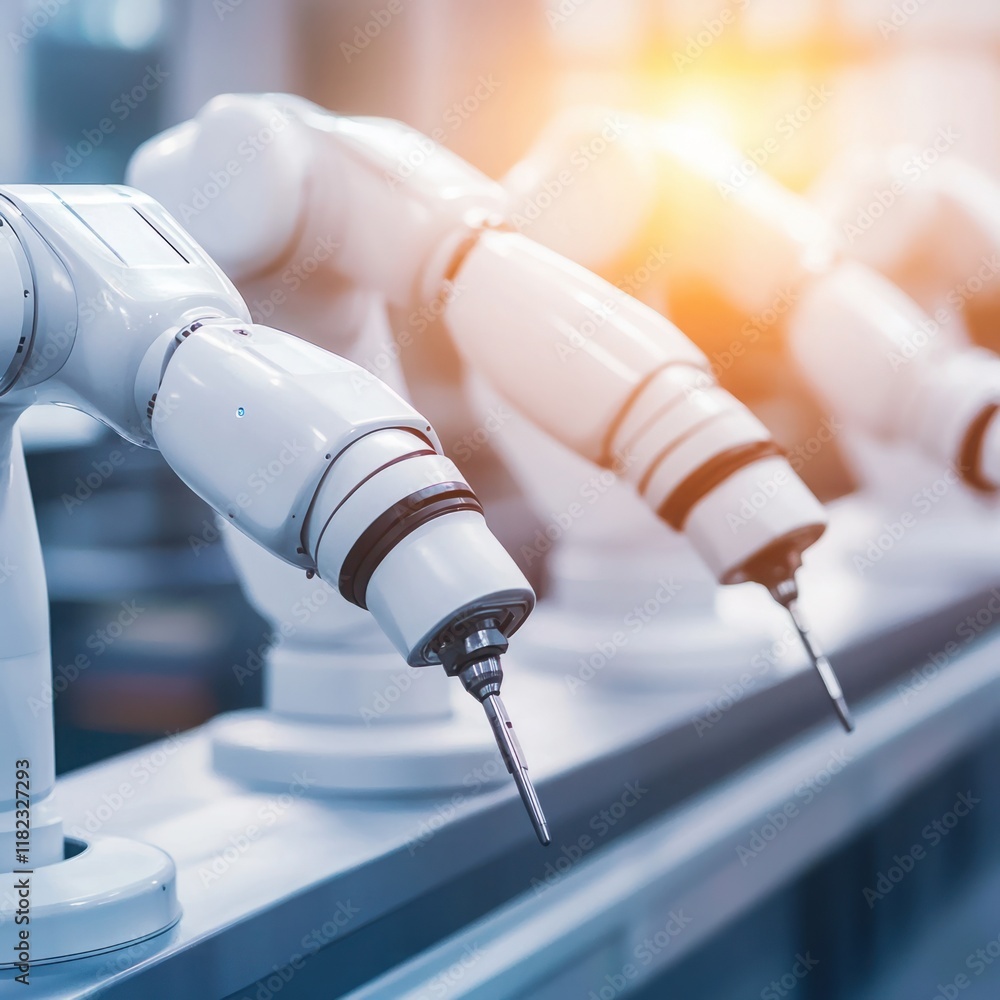Aufkleber advanced robotic arms in a manufacturing facility demonstrating precision engineering and automation