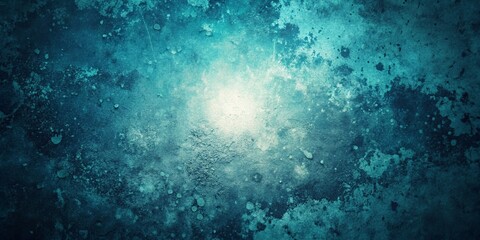 Obraz premium Vintage Teal Blue Black Abstract Monochromatic Poster Cover Design with Grainy Texture