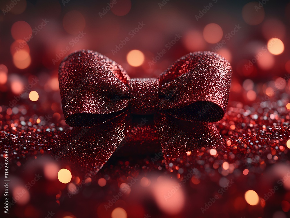 Poster the image features a red gift box centered in the composition, adorned with a red bow. surrounding t