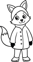 Cartoon Fox silhouette vector illustration, Cartoon Fox line art vector, Cartoon Fox vector design