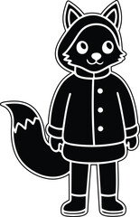 Cartoon Fox silhouette vector illustration, Cartoon Fox line art vector, Cartoon Fox vector design