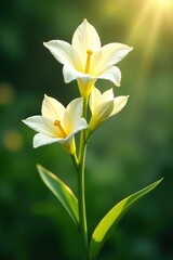 Fototapeta premium Vanilla flower stems with natural light reflections, nature, sunlit, stem