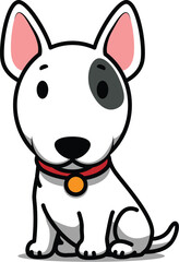 Cute bull terrier dog sitting cartoon, vector illustration