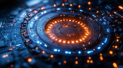 Abstract Futuristic Technology Circular Panel Design