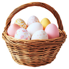 PNG Easter eggs basket arrangement decorative decoration.