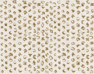 Hand-Drawn Abstract Dotted Pattern with Golden Brown Accents