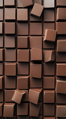 Fototapeta premium Dark and Milk Chocolate Pieces with Cocoa Powder, Walnuts and Fruits