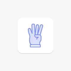 Four Fingers duotone line icon , vector, pixel perfect, illustrator file