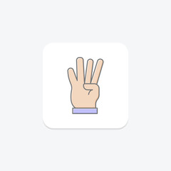 Four Fingers lineal color icon , vector, pixel perfect, illustrator file