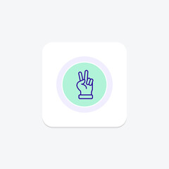 Peace Fingers Two color circle icon , vector, pixel perfect, illustrator file